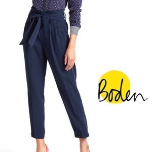 NWT NEW Boden Melina Paperbag Waist Pants in Navy Blue Size …